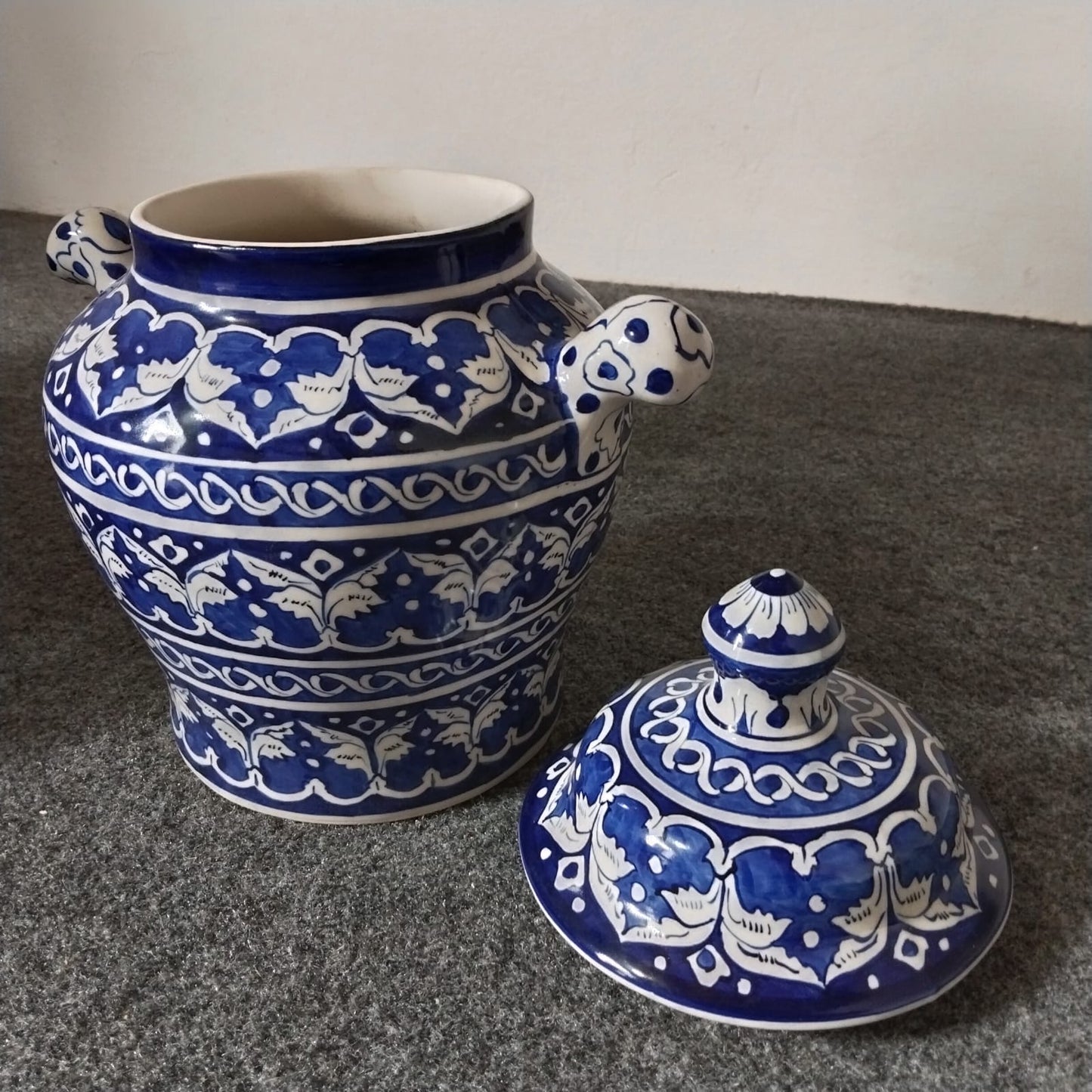 Handmade Multani Blue Pottery Chinese Jar – 14" Decorative Ceramic Vase
