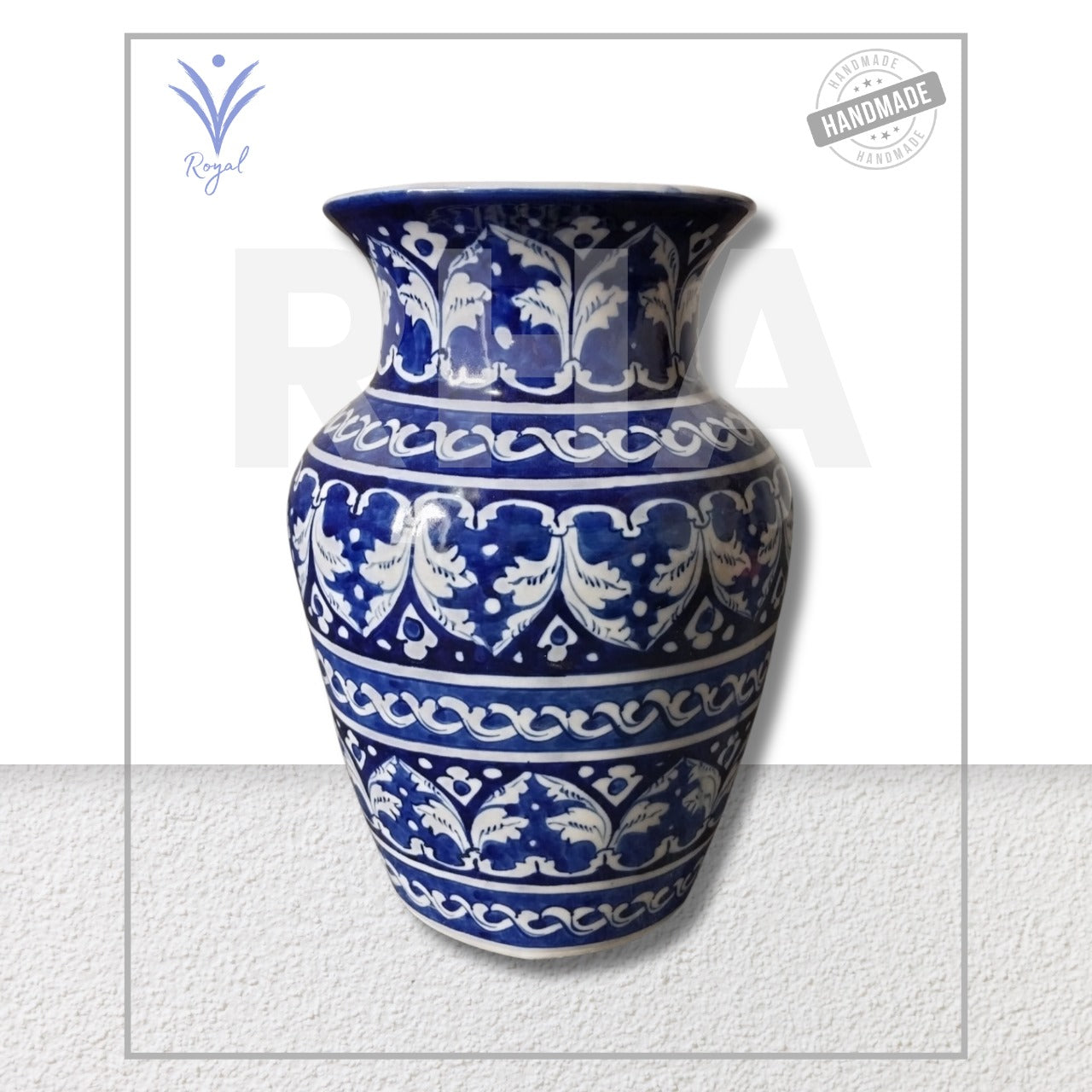 Handmade Ceramic Multani Blue Pottery Ideal Vase โ Traditional Decorative Flower Vase