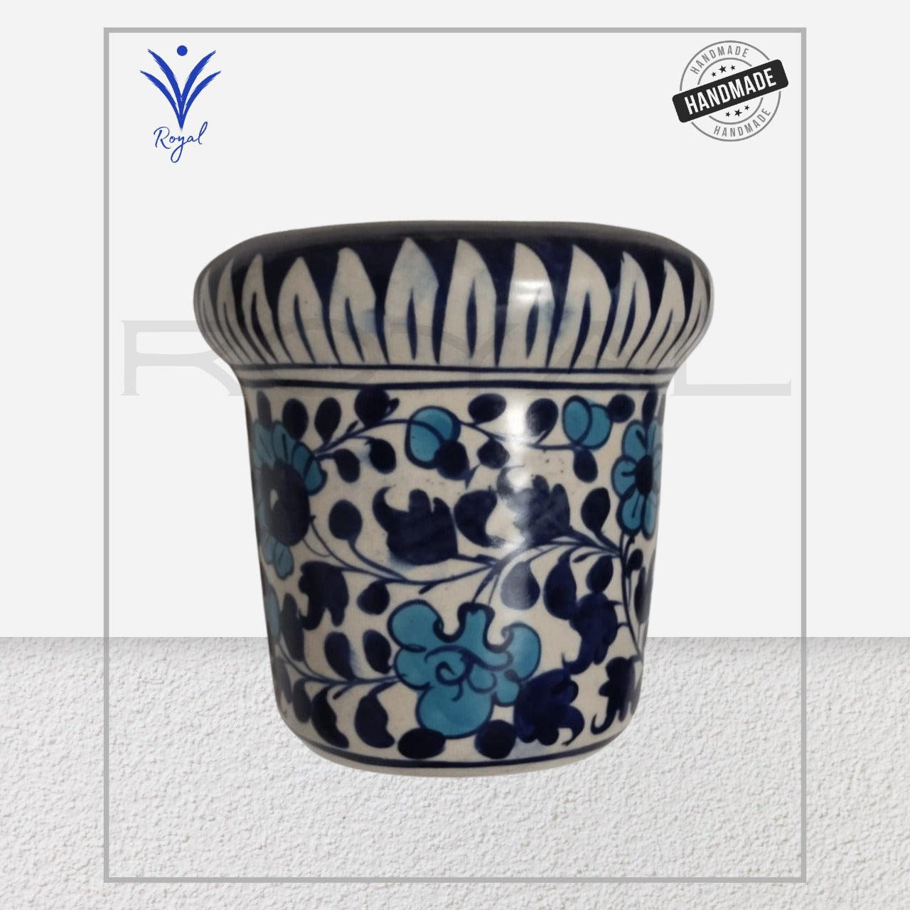 Handmade Ceramic Multani Blue Pottery Basket Pot – Traditional Decorative & Utility Pot