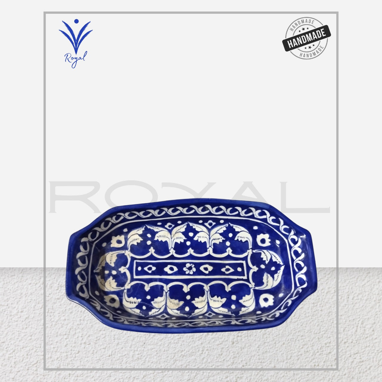 Handmade Ceramic Multani Blue Pottery Biscuit Dish โ Traditional Serving Plate