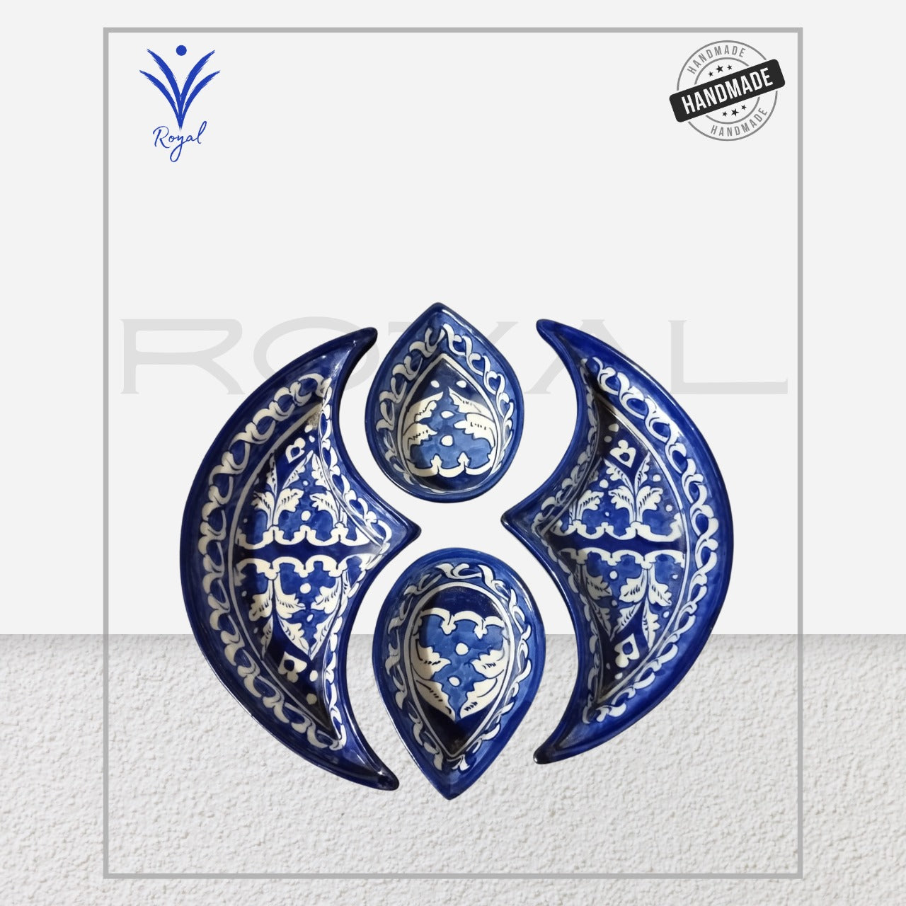 Handmade Ceramic Multani Blue Pottery Salad Dish โ Traditional Serving Bowl