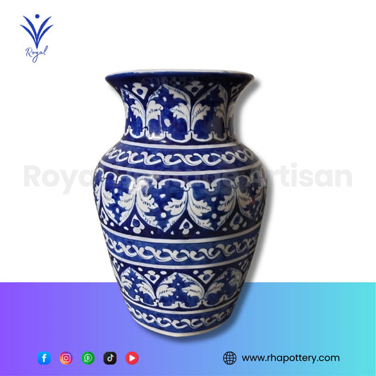 Handmade Ceramic Multani Blue Pottery Ideal Vase – Traditional Decorative Flower Vase