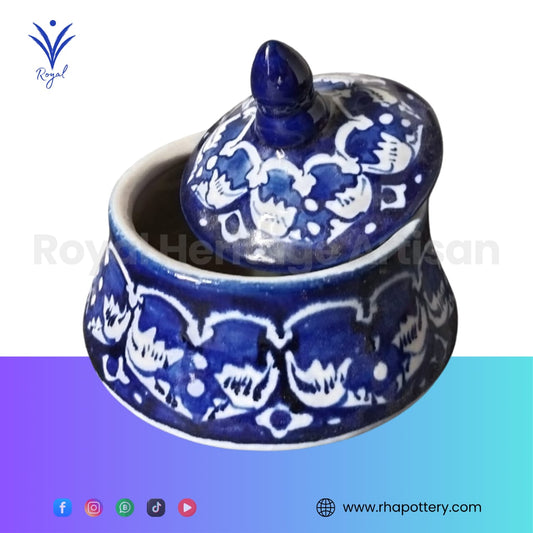 Handmade Ceramic Multani Blue Pottery Small Handi – Traditional Serving Pot