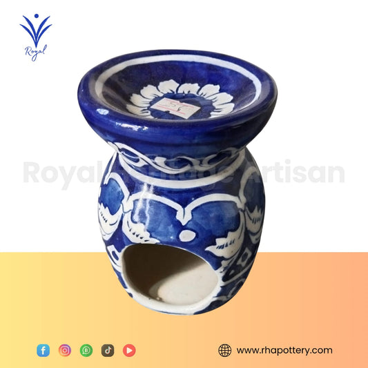 Handmade Ceramic Multani Blue Pottery Chiragh – Traditional Decorative Oil Lamp