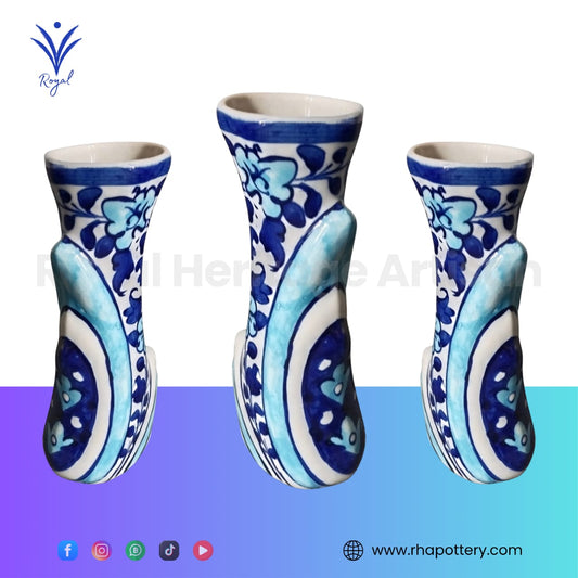 Handmade Ceramic Multani Blue Pottery Stylish Vase – Decorative Flower Holder