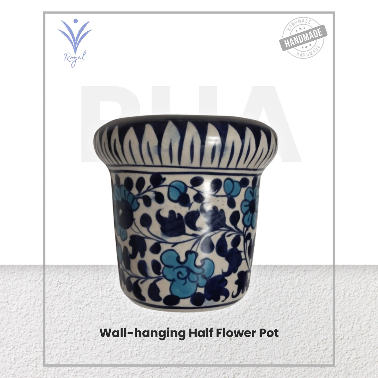 Handmade Ceramic Multani Blue Pottery Wall Pot – Traditional Hanging Decorative Planter