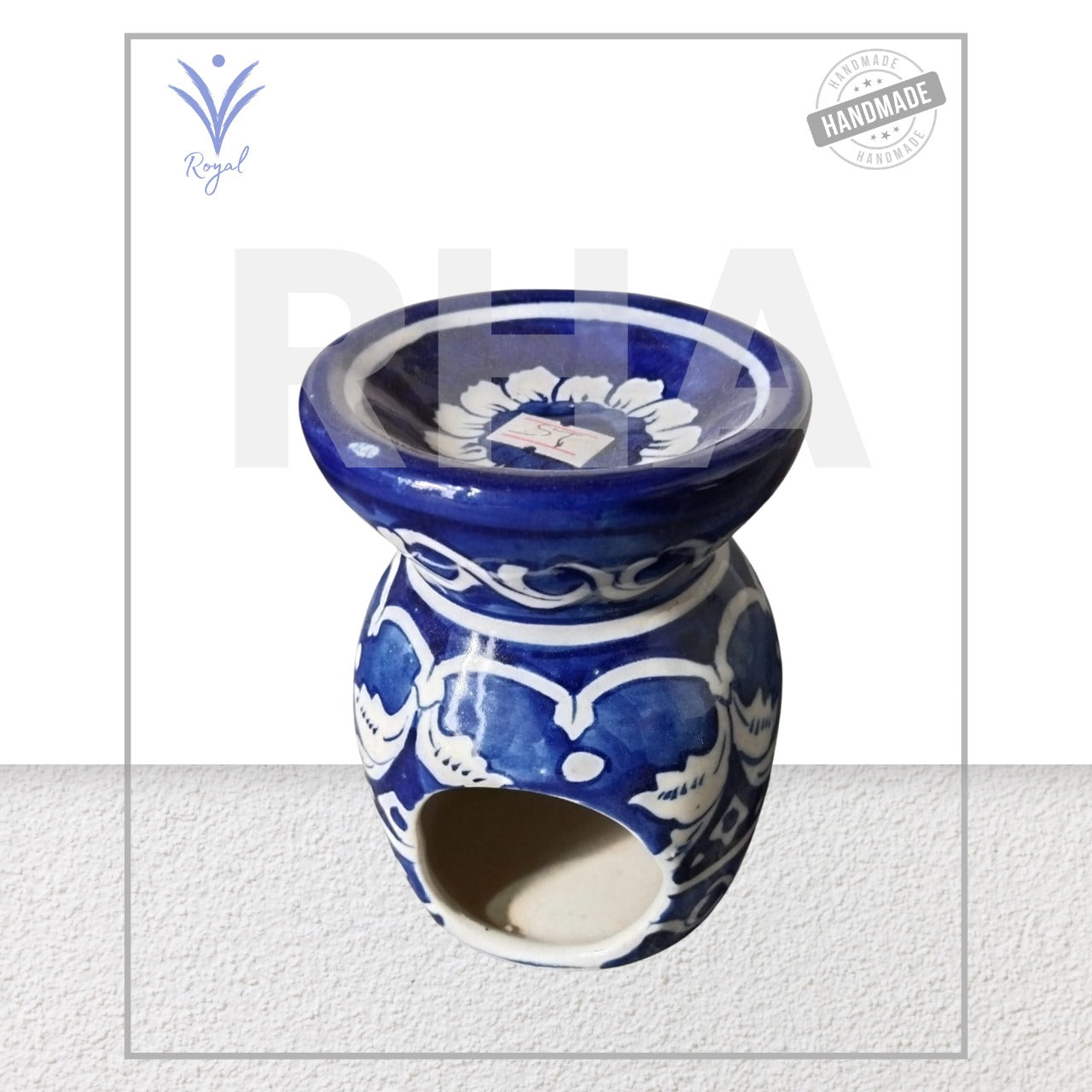 Handmade Ceramic Multani Blue Pottery Chiragh – Traditional Decorative Oil Lamp