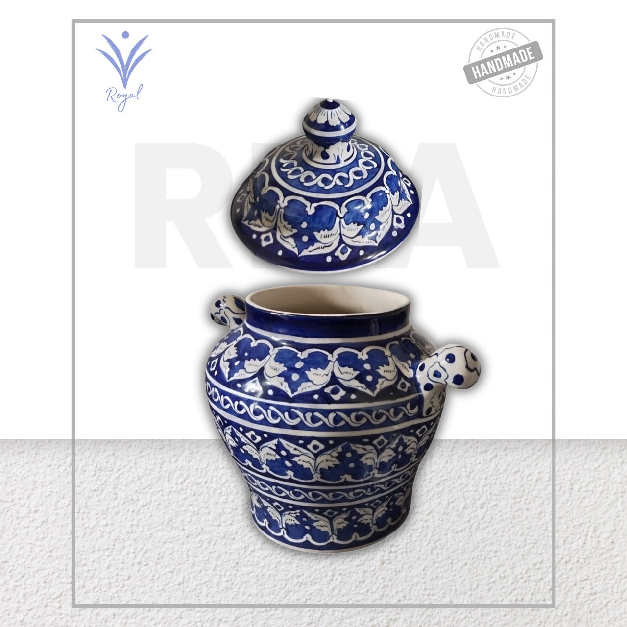 Handmade Multani Blue Pottery Chinese Jar – 14" Decorative Ceramic Vase