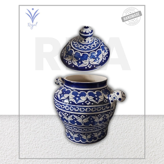 Handmade Multani Blue Pottery Chinese Jar – 14" Decorative Ceramic Vase