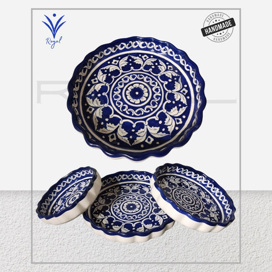 Handmade Ceramic Multani Blue Pottery Apple Dish Set – Traditional Decorative & Serving Bowls