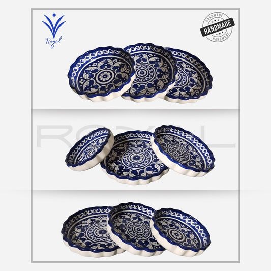 Handmade Ceramic Multani Blue Pottery Apple Dish Set – Traditional Decorative & Serving Bowls