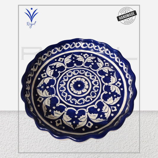 Handmade Ceramic Multani Blue Pottery Apple Dish – Traditional Decorative Serving Bowl
