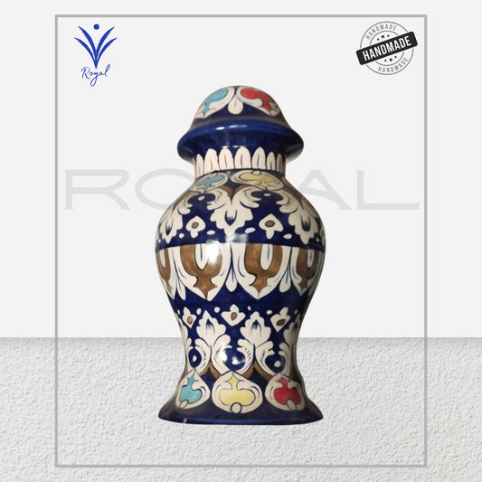 Handmade Ceramic Multani Blue Pottery Lamp – Regular Shape Decorative Table Lamp