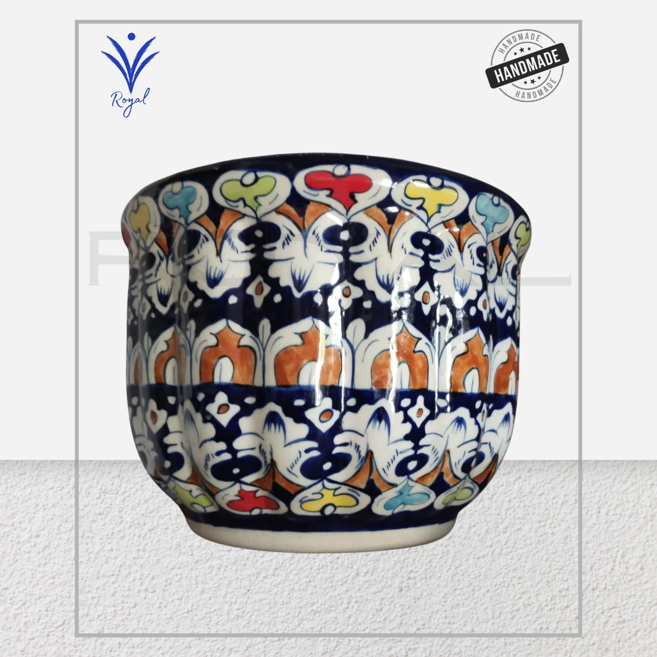 Handmade Ceramic Multani Blue Pottery Flower Pot – Traditional Decorative Planter