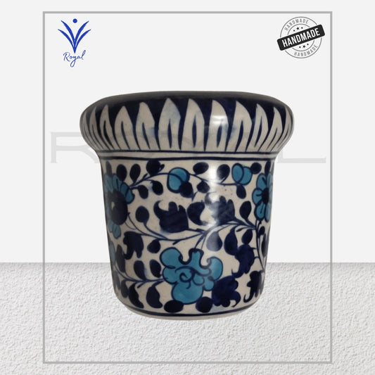 Handmade Ceramic Multani Blue Pottery Basket Pot – Traditional Decorative & Utility Pot