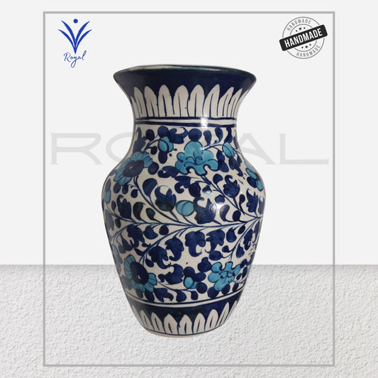 Handmade Ceramic Multani Blue Pottery Vase – Traditional Regular Shape Flower Vase