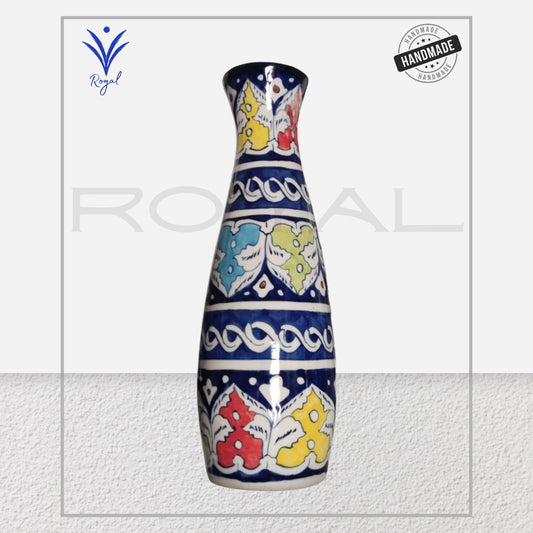 Handmade Ceramic Multani Blue Pottery Bottle Shape Vase – Traditional Decorative Flower Holder