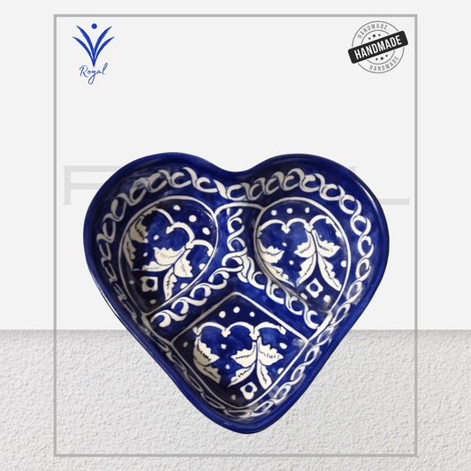 Handmade Ceramic Multani Blue Pottery Heart Fruit Dish – Artistic Serving Bowl