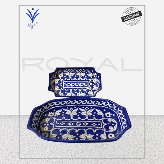 Handmade Ceramic Multani Blue Pottery Biscuit Dish – Traditional Serving Plate