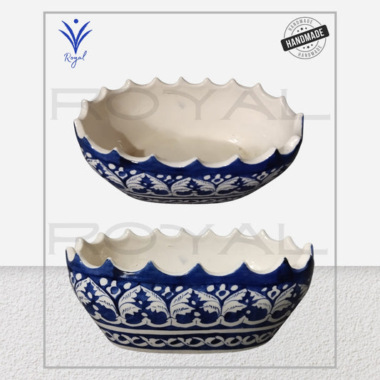 Handmade Ceramic Multani Blue Pottery Fruit Bowl – Traditional Serving Dish