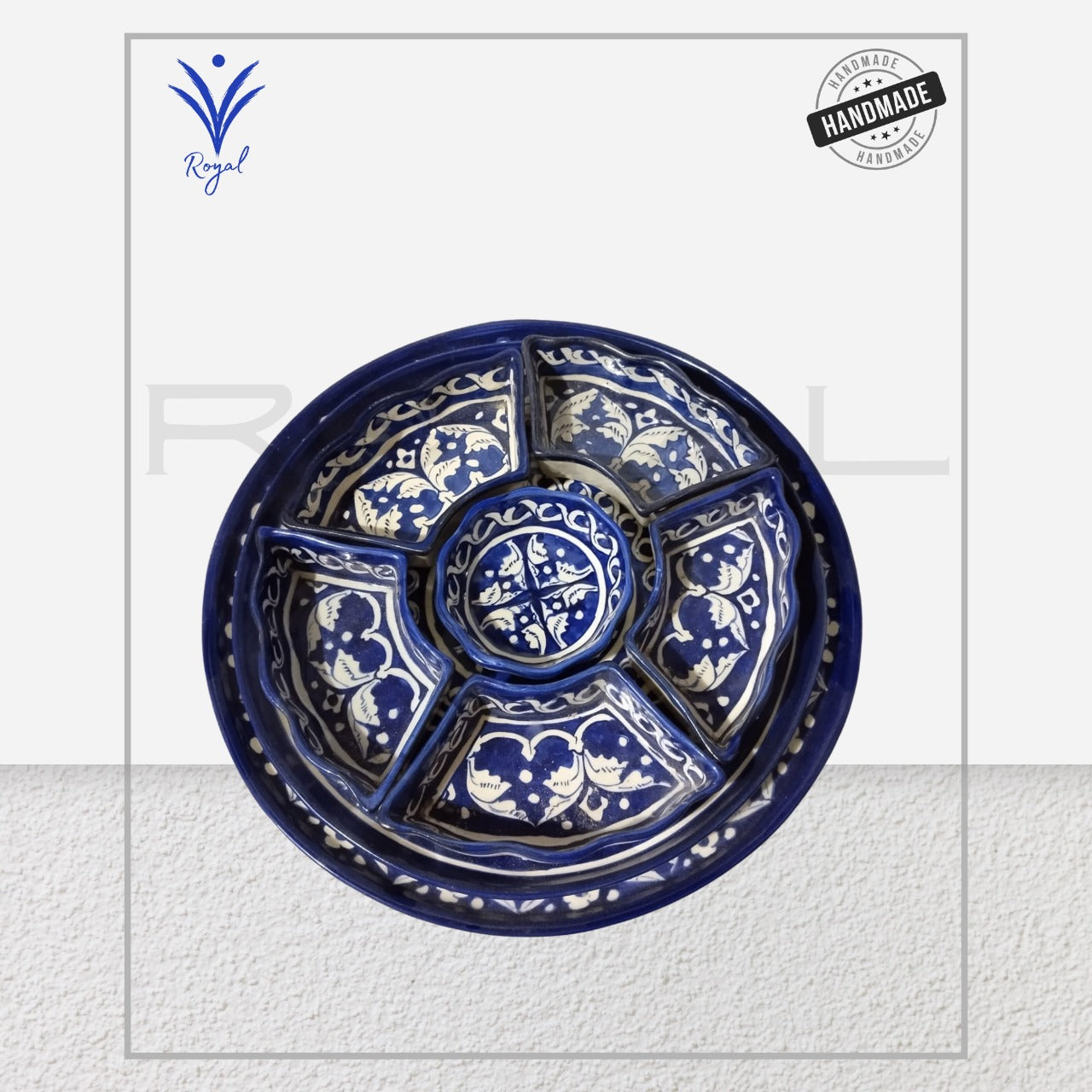 Handmade Ceramic Multani Blue Pottery Dry Fruit Dish – Traditional Serving Bowl