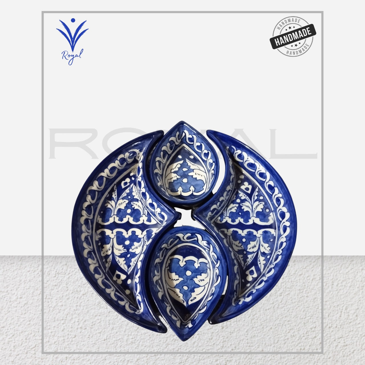 Handmade Ceramic Multani Blue Pottery Salad Dish – Traditional Serving Bowl