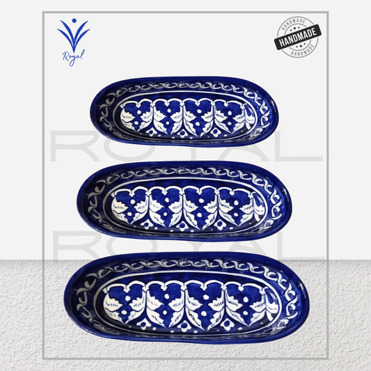 Kabab Dish SeHandmade Ceramic Multani Blue Pottery Kabab Dish Set – Traditional Serving Plates