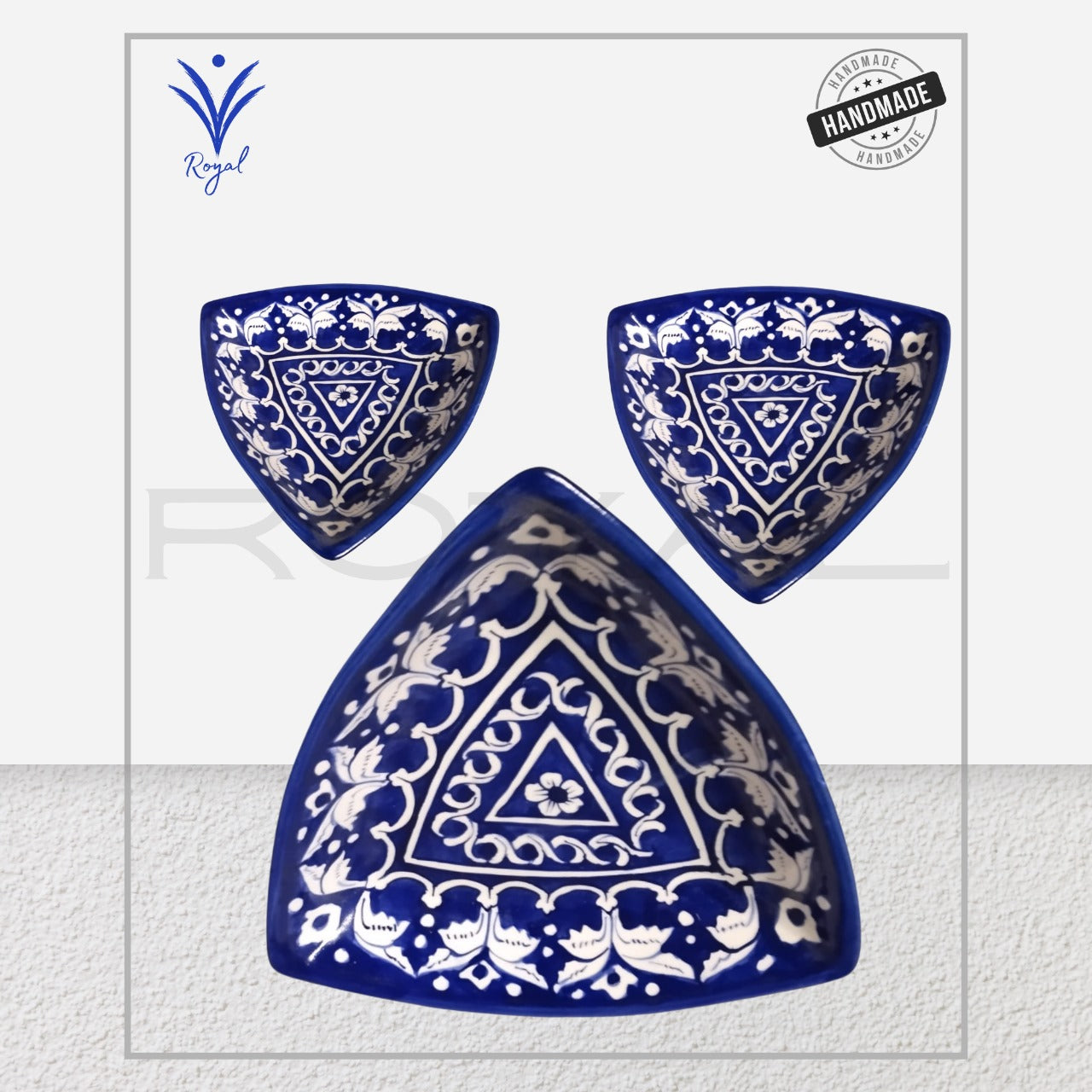Handmade Ceramic Multani Blue Pottery Samosa Dish – Traditional Serving Plate