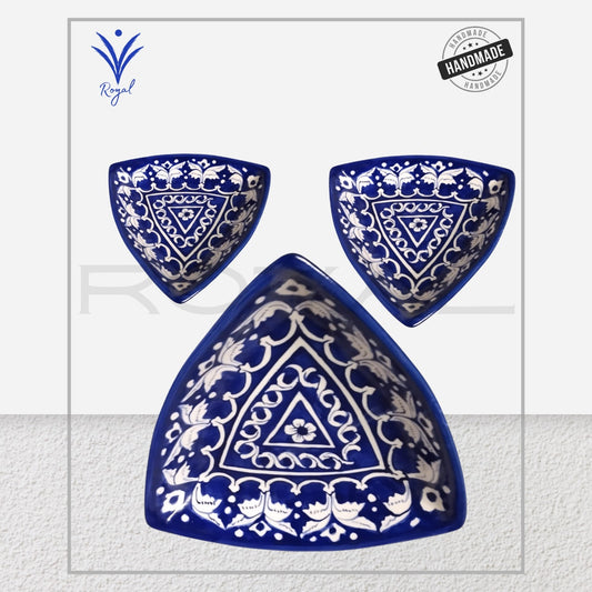 Handmade Ceramic Multani Blue Pottery Samosa Dish – Traditional Serving Plate