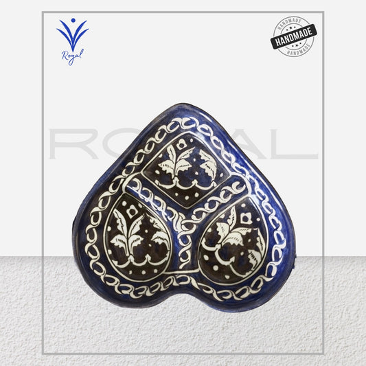 Handmade Ceramic Multani Blue Pottery Heart Fruit Dish – Artistic Serving Bowl