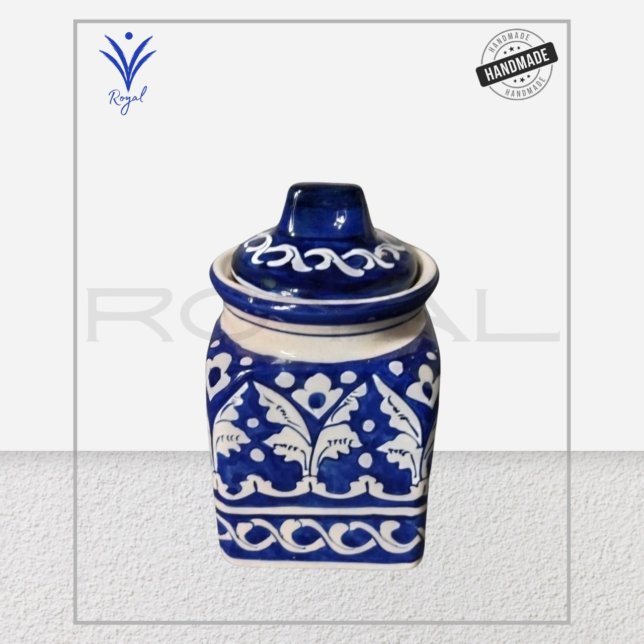 Handmade Ceramic Multani Blue Pottery Pickle Jar – Traditional Storage Container