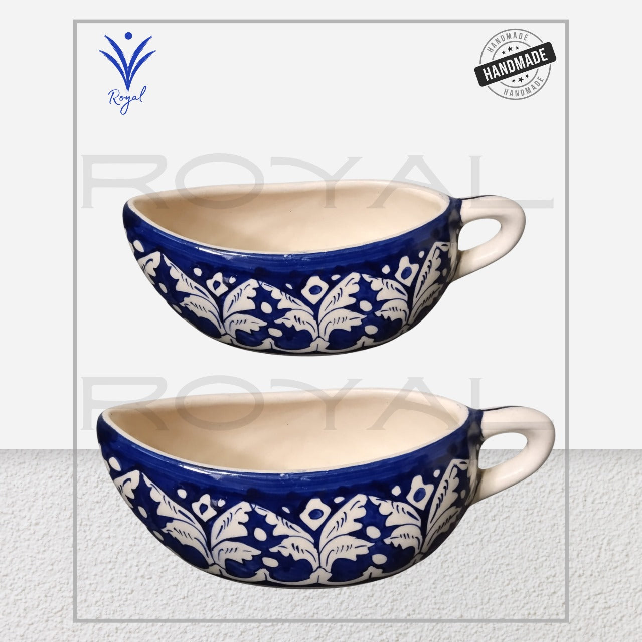 Handmade Ceramic Multani Blue Pottery Raita Pot – Traditional Yogurt Serving Bowl