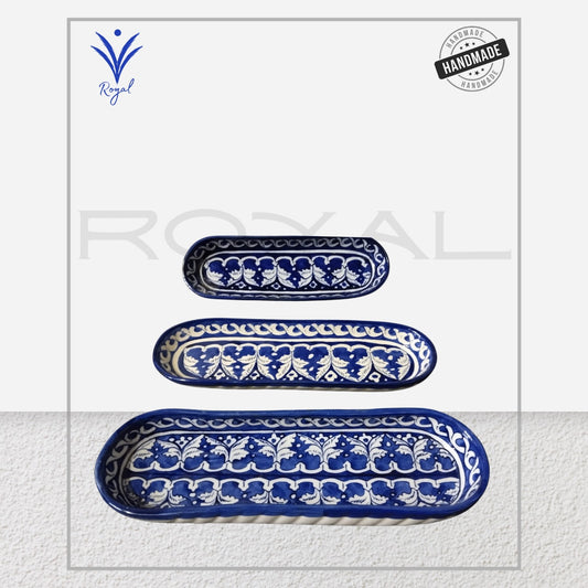 Kabab Dish SeHandmade Ceramic Multani Blue Pottery Kabab Dish Set – Traditional Serving Plates