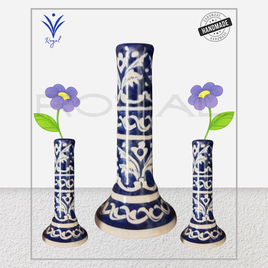 Blue Pottery Long Neck Vase